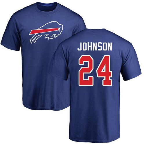 Men NFL Buffalo Bills #24 Taron Johnson Royal Blue Name and Number Logo T Shirt->buffalo bills->NFL Jersey